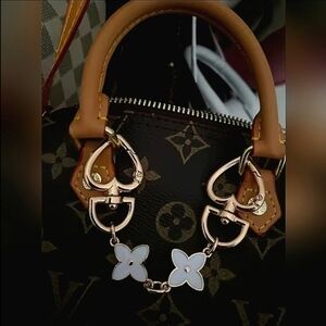 High-End Monogram Flower Purse Charm or Strap Extension w/Heart Clasps - Solid